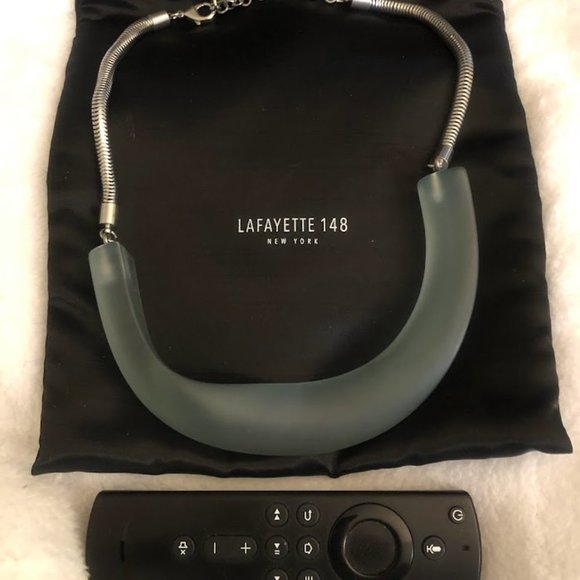 Lafayette 148 New York Jewelry - Lafayette 148 Lucite Necklace - Muted Green in color - Weight-114 Grams